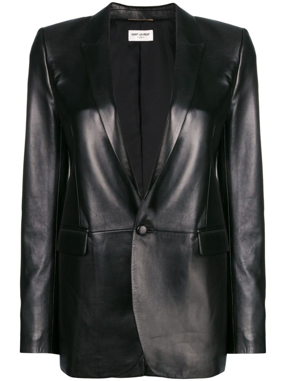 

Saint Laurent кожаный блейзер, черный