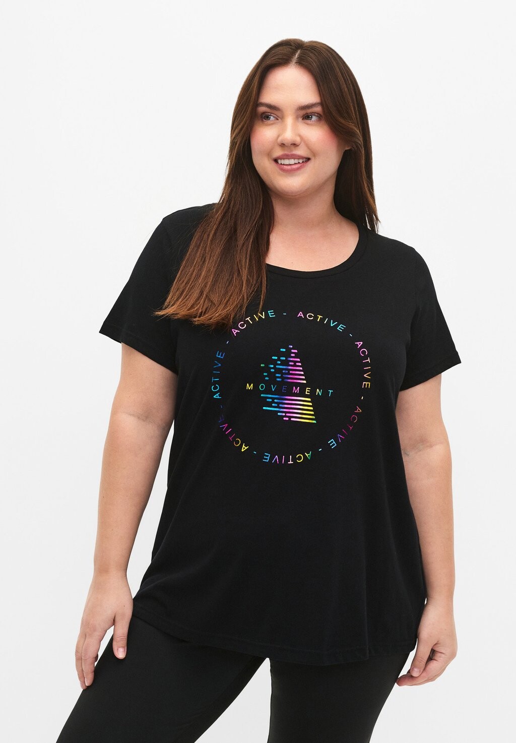 

Футболка с принтом TRAININGS Active by Zizzi, цвет black hologram logo