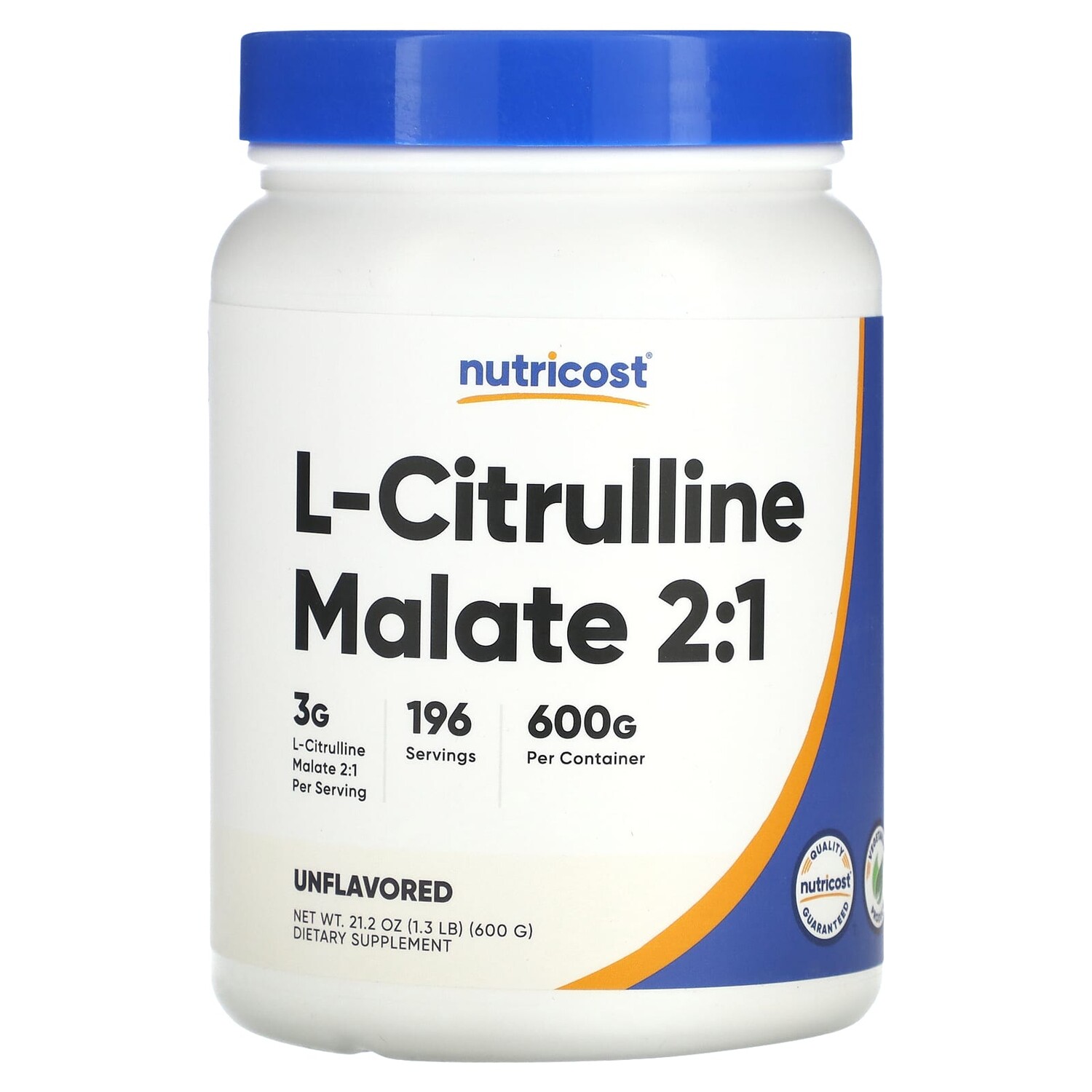 

L-цитруллин малат 2: 1, без добавок, 600 г (21,2 унции), Nutricost
