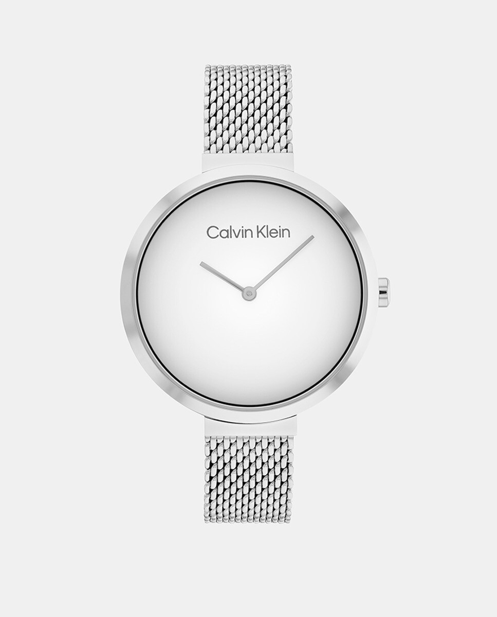 

Минималистичные женские часы 25200079 со стальной сеткой Calvin Klein, серебро