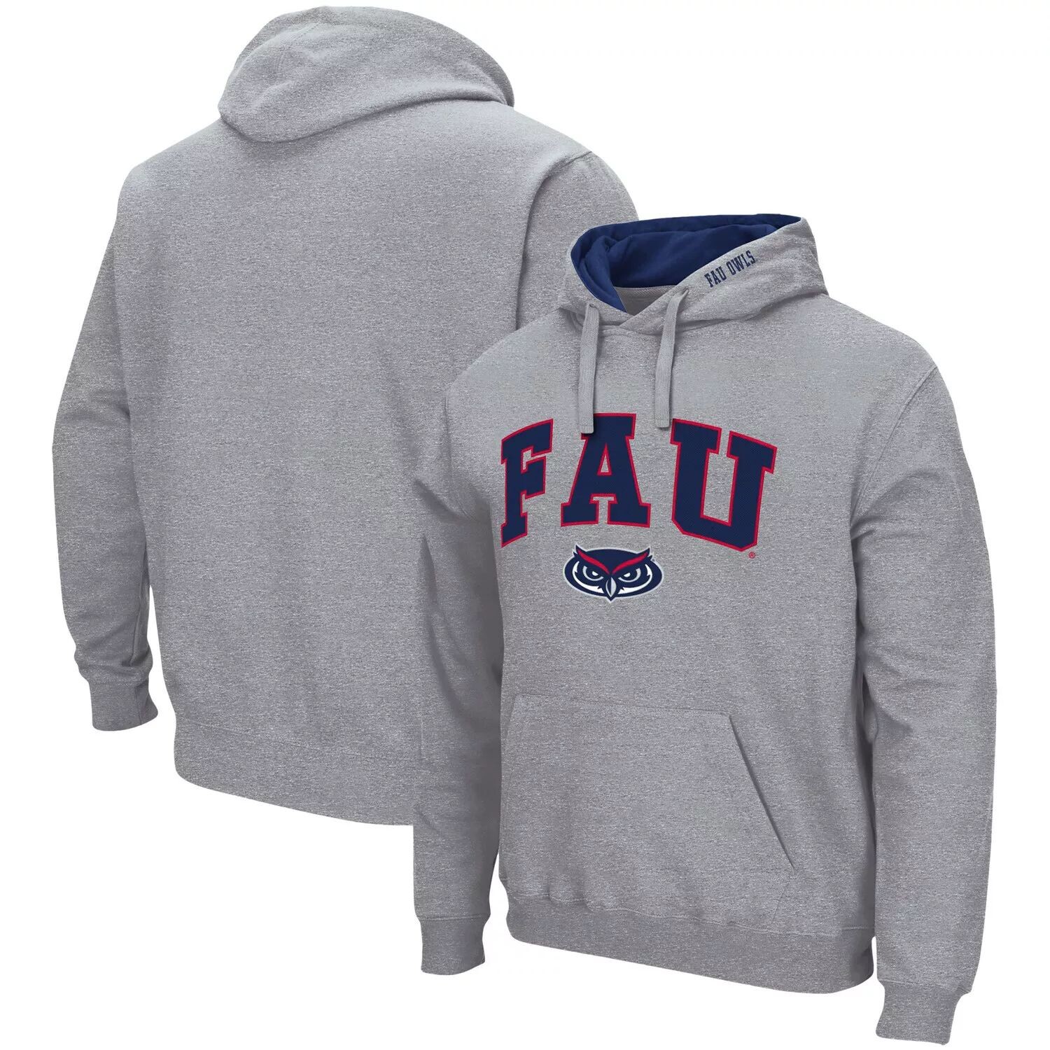 

Мужской серый пуловер с капюшоном FAU Owls Arch & Logo 3.0 Colosseum