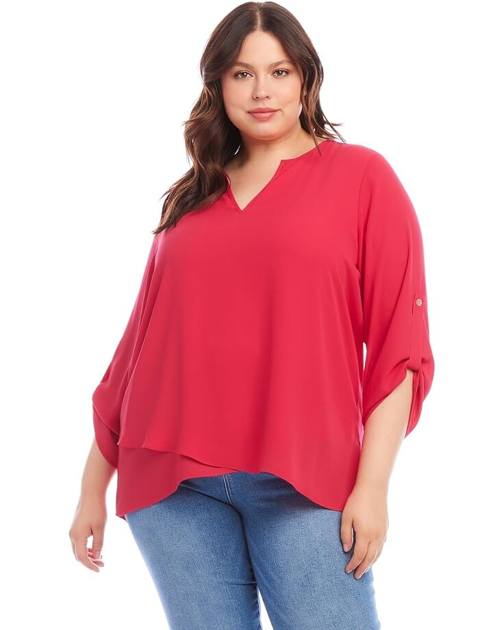 

Топ Karen Kane Plus Size Asymmetric Hem Wrap, розовый