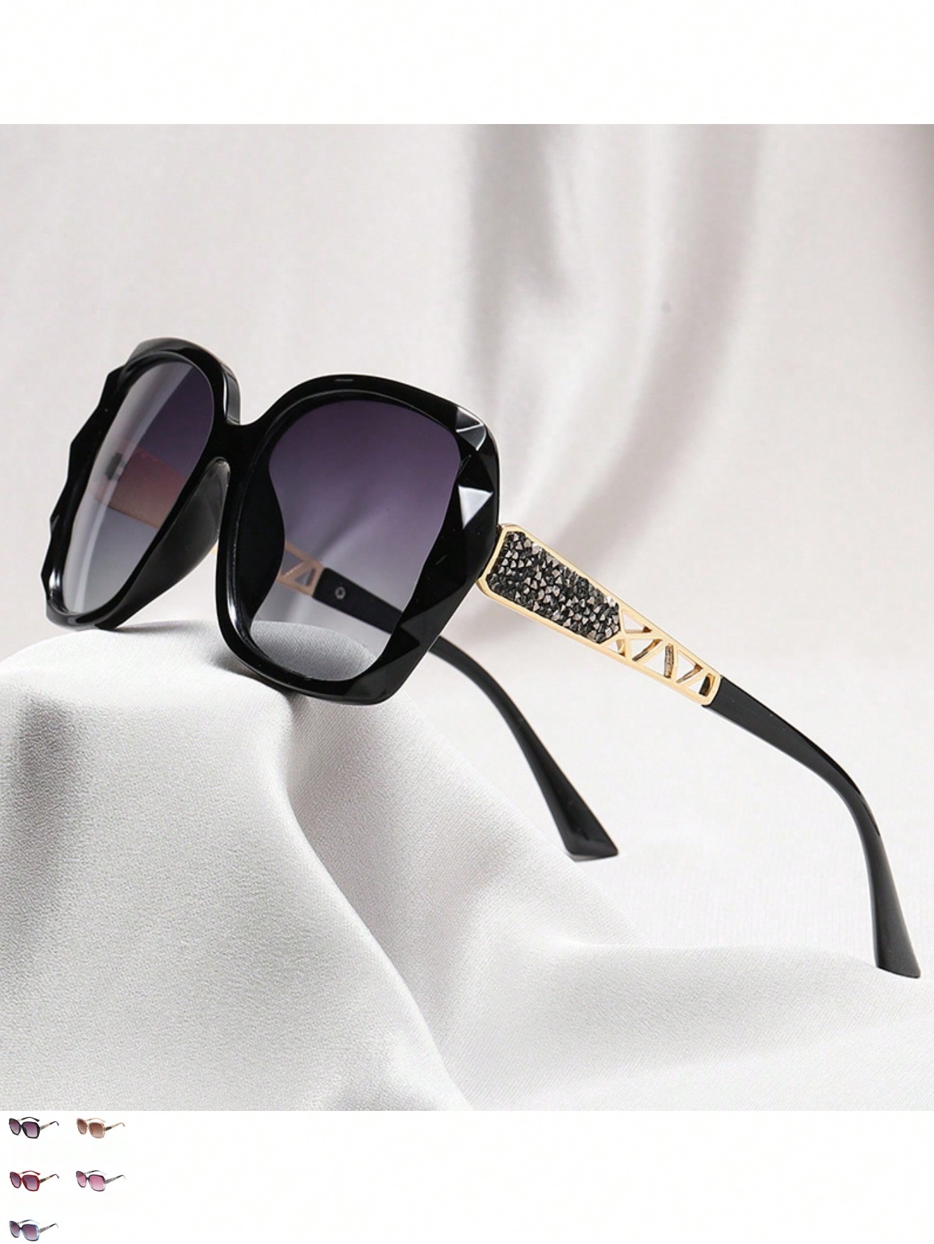 1шт женские солнцезащитные очки большого размера с защитой от ультрафиолета и стразами