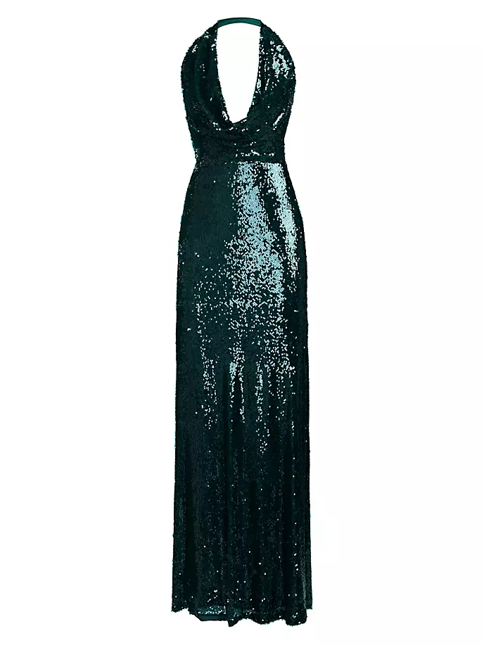 Платье с воротником-халтером и пайетками Tova Halston, цвет atlantic цена и фото
