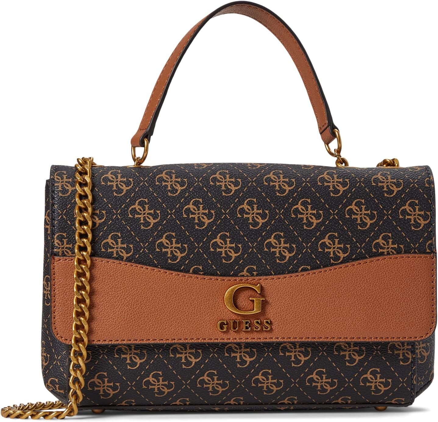 

Сумка Nell Logo Convertible Crossbody Flap GUESS, цвет Brown Logo/Cognac