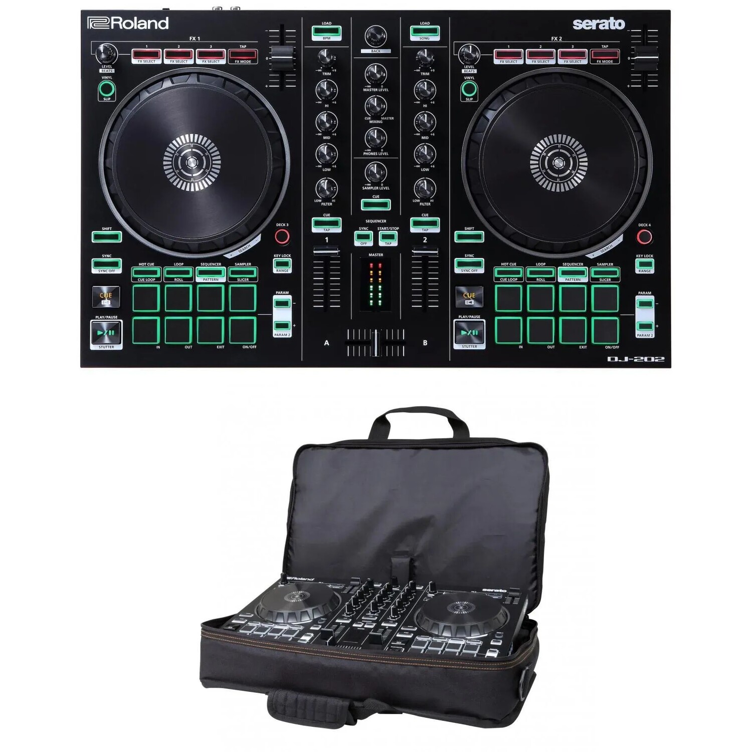 

Roland DJ-202 4-дековый контроллер Serato DJ с драм-машиной и сумкой