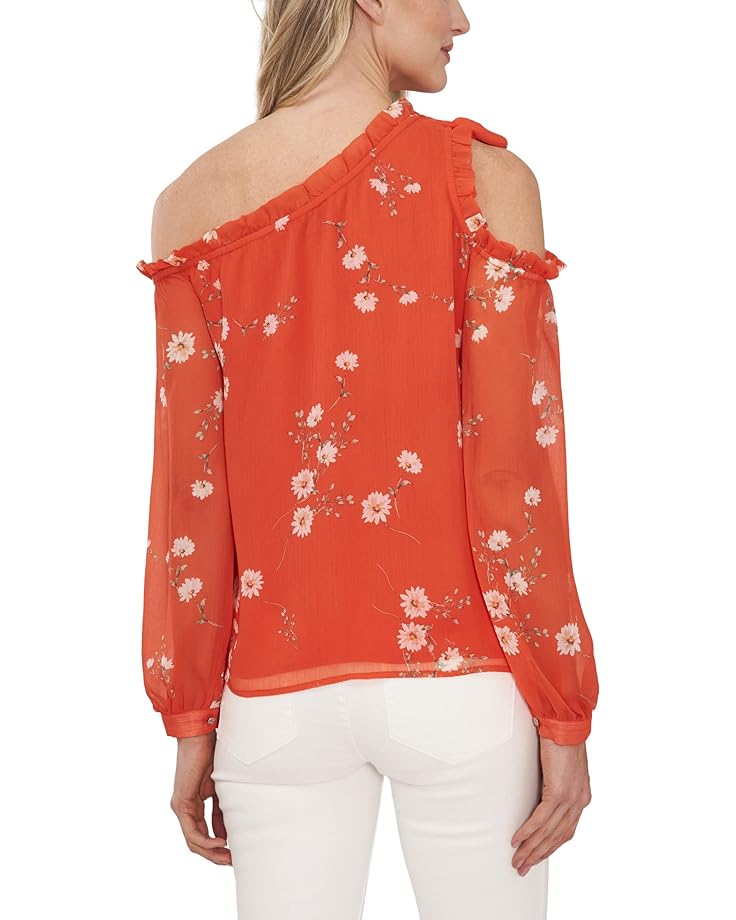 Блуза CeCe Cold-Shoulder Bow Blouse, цвет Coral Sunset