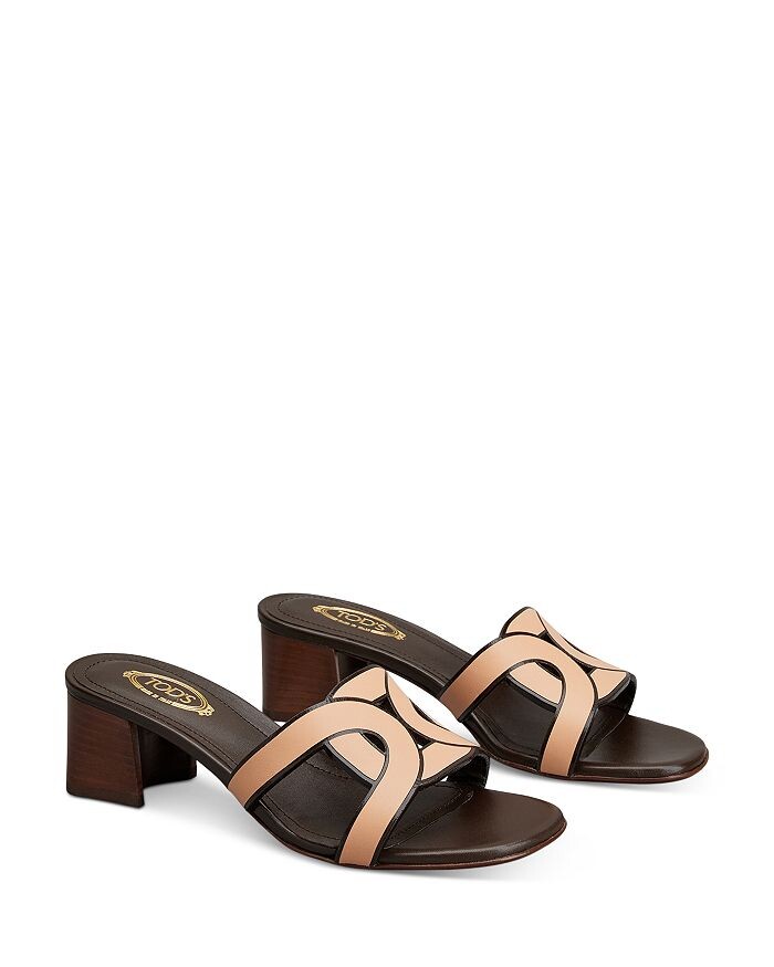 

Женские кожаные босоножки на блочном каблуке Tod's