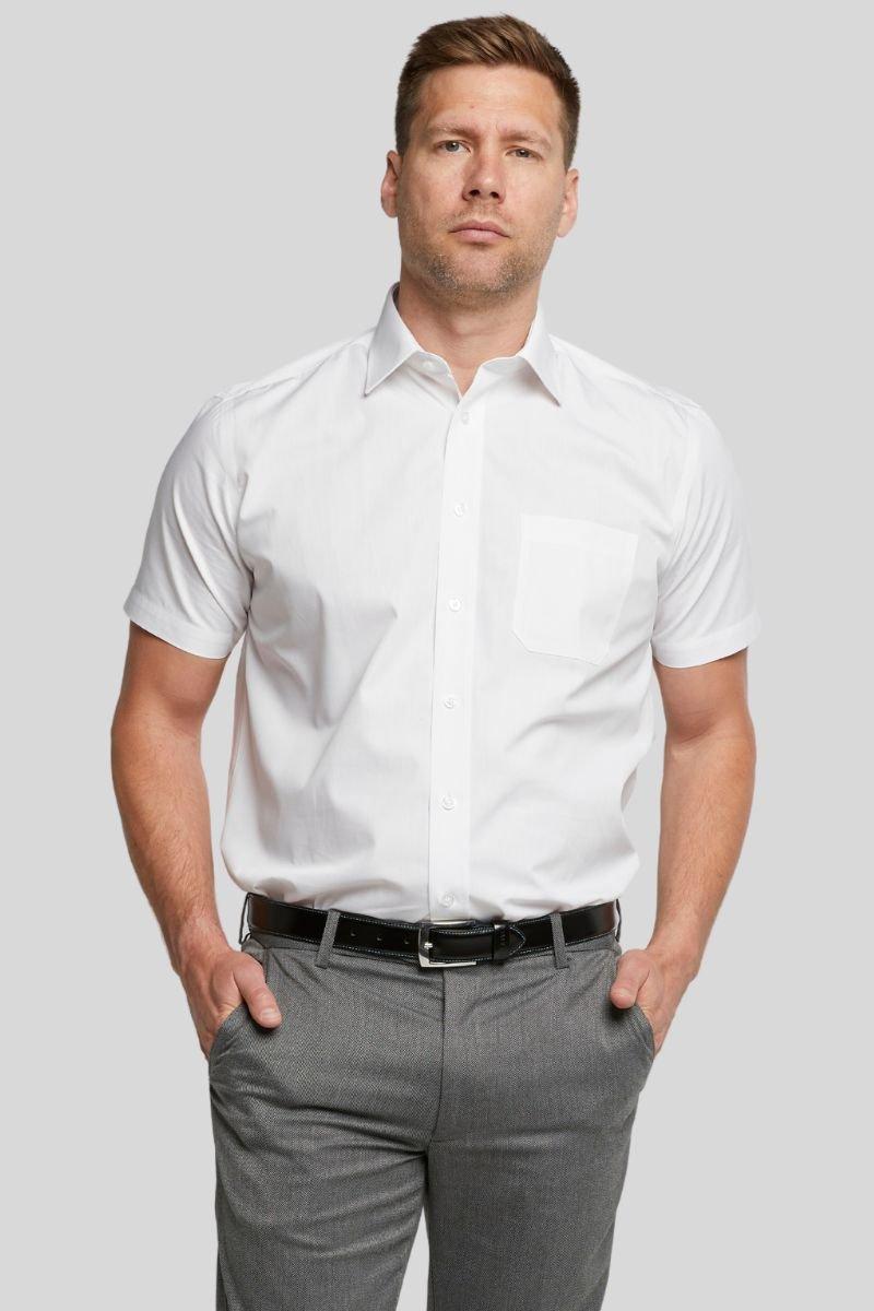 Белая рубашка с коротким рукавом без железа Double TWO, белый