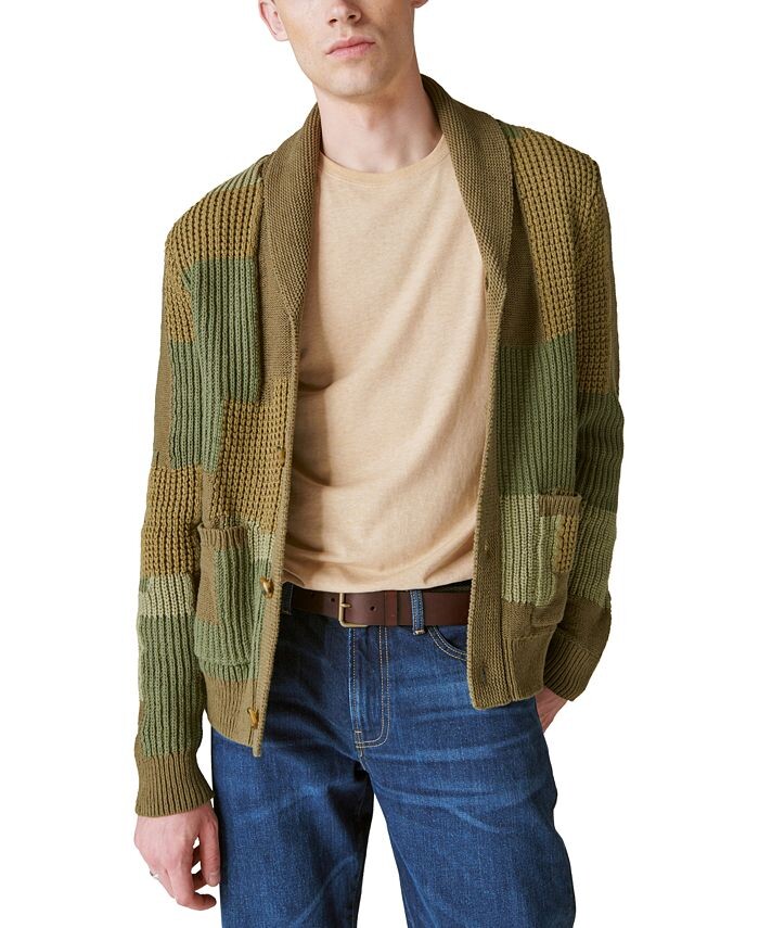 

Мужской кардиган с воротником-шалью и пуговицами спереди Lucky Brand, зеленый
