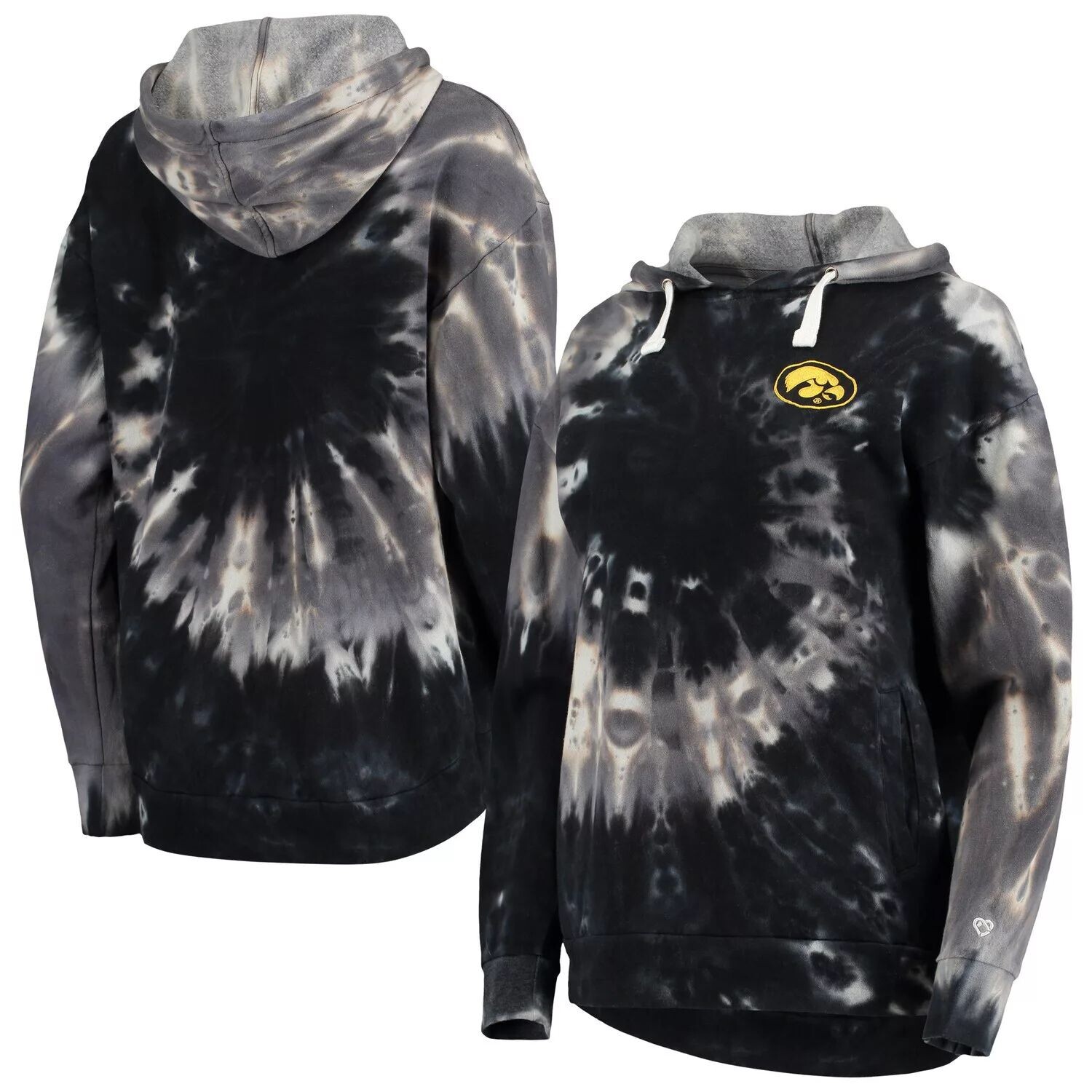 

Женский большой пуловер с капюшоном Colosseum Black Iowa Hawkeyes Slow Ride Spiral Tie Dye Colosseum