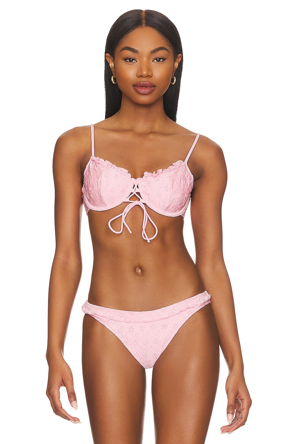 

Топ Frankies Bikinis Lucia Eyelet, цвет Cherry Blossom Shine