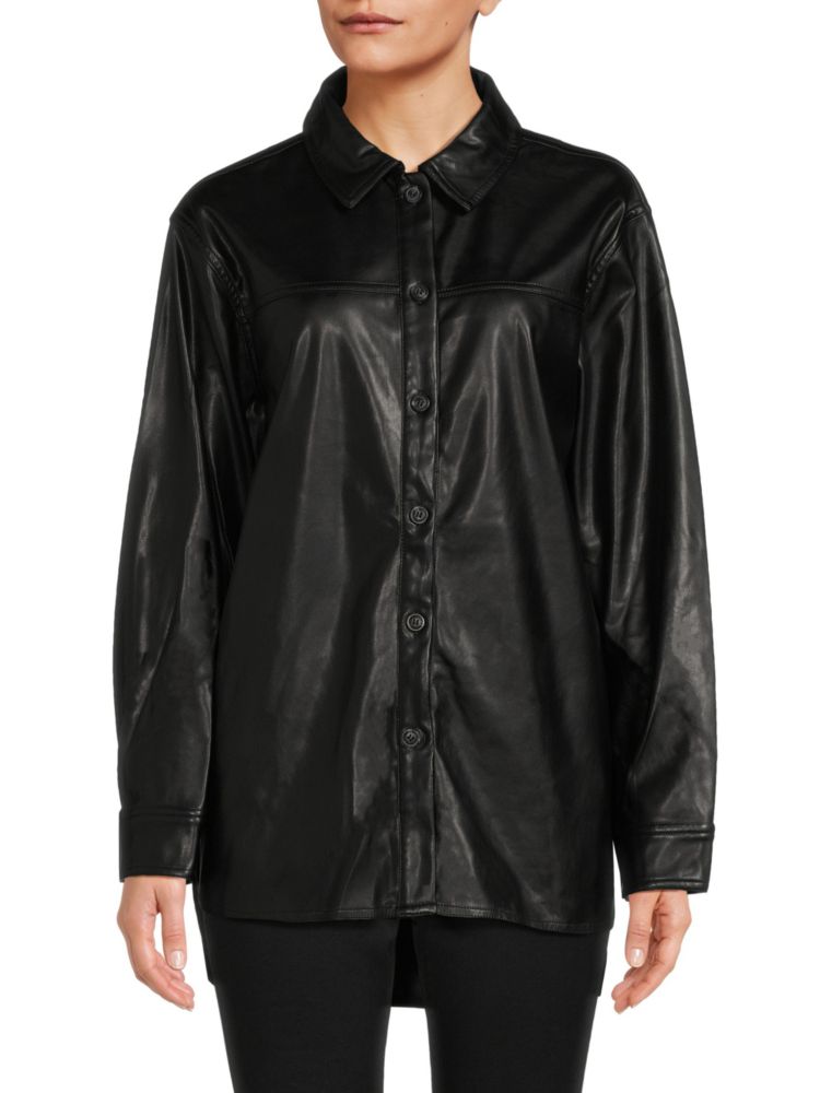 Куртка-рубашка из искусственной кожи Laundry By Shelli Segal, черный