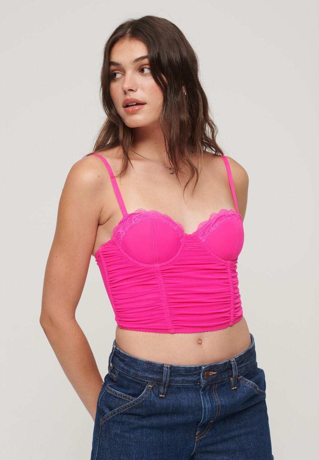 Топ RUCHED CROP Superdry, розовый