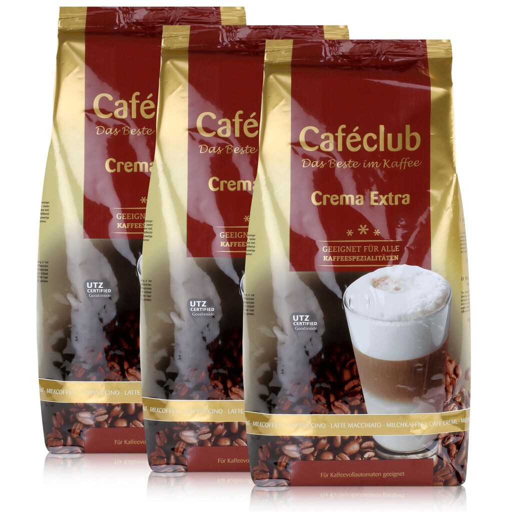 

Кофе Cafeclub Crema Extra в зернах 1кг - для полностью автоматических кофемашин (3 шт. в упаковке)