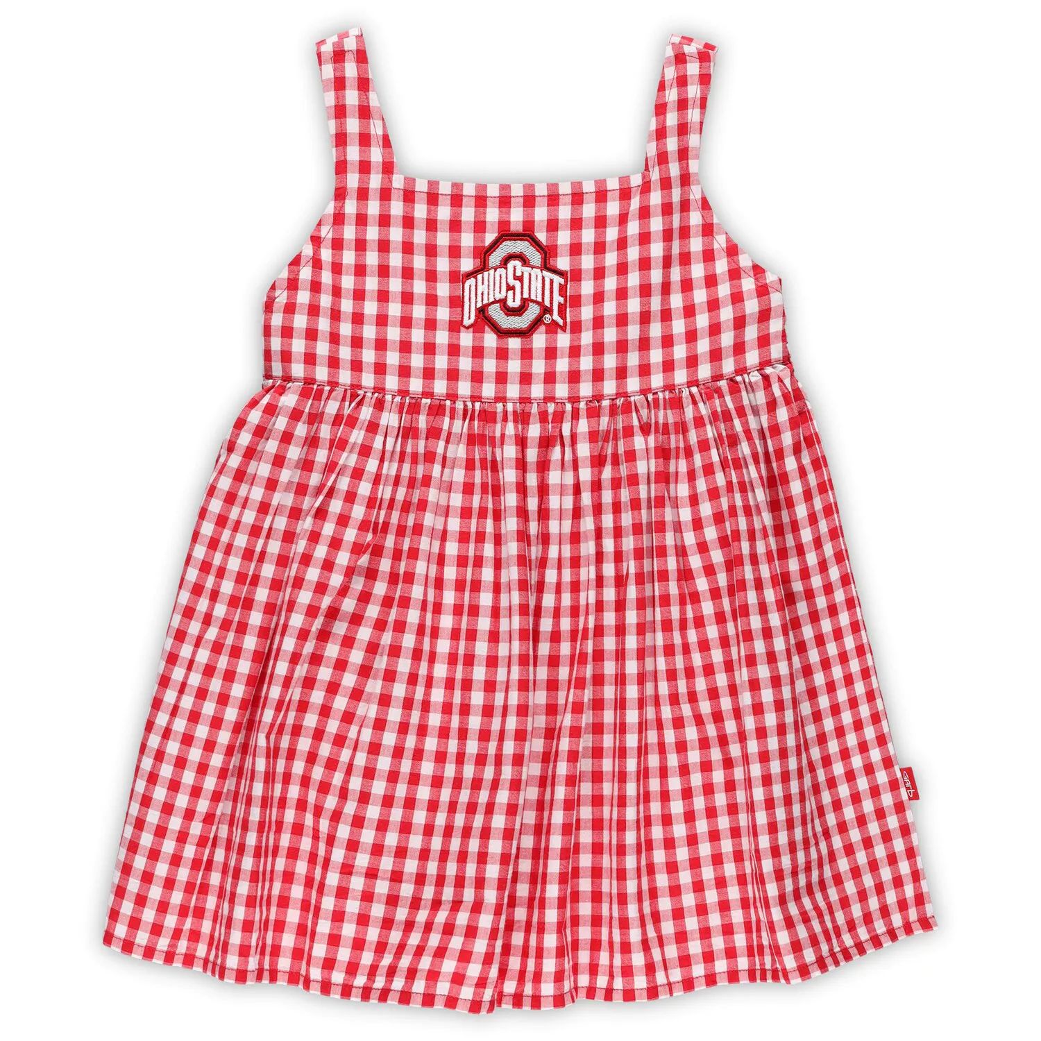 Одежда для девочек для малышей Scarlet, штат Огайо, Buckeyes, тканое клетчатое платье Cara Unbranded