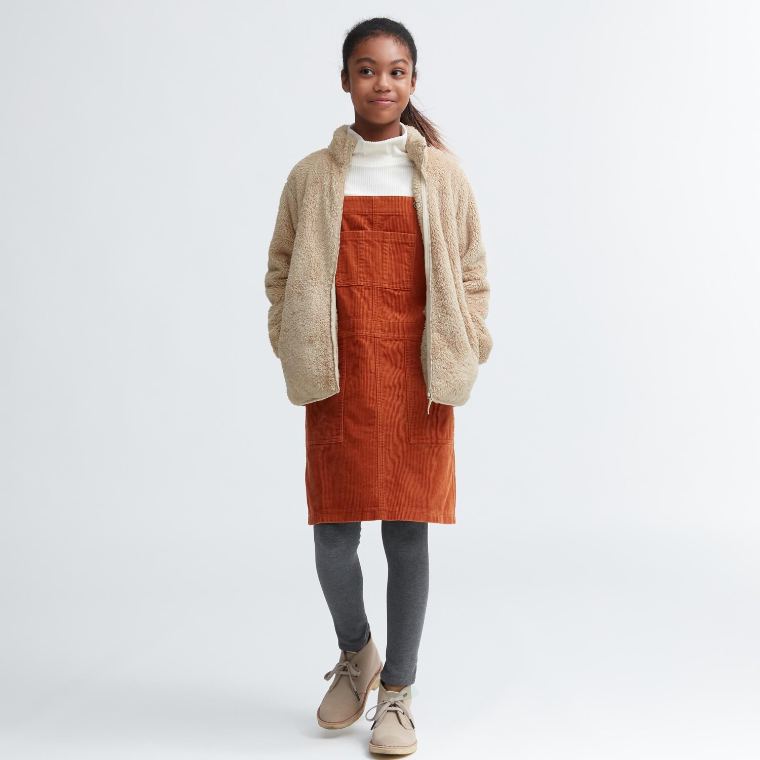 

Куртка из флисового меха Uniqlo Kids, бежевый