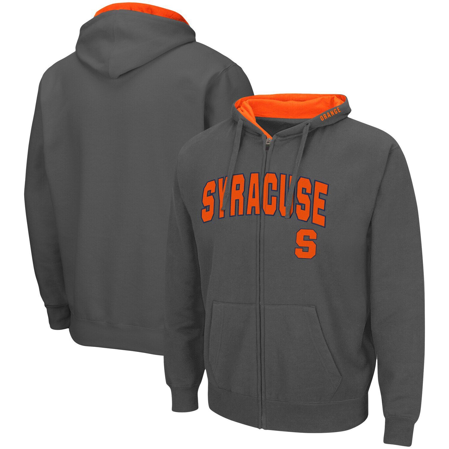 

Мужская темно-серая толстовка с молнией во всю длину Syracuse Orange Arch & Logo 3.0 Colosseum, Серый