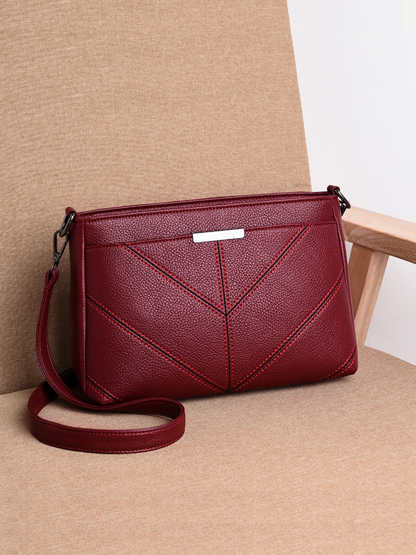 Легкая деловая повседневная минималистичная сумка через плечо с вышивкой для девочек-подростков, красный