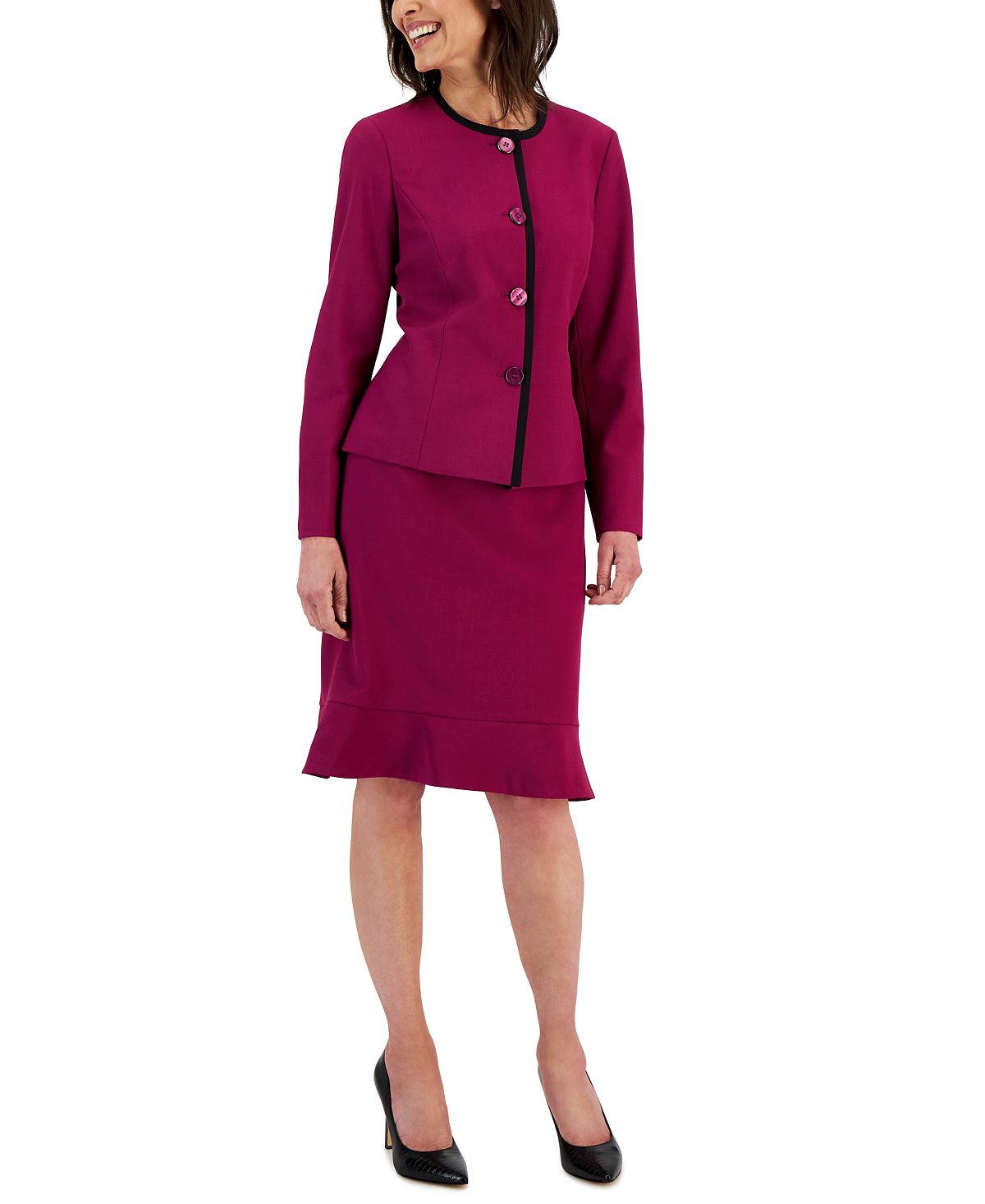 Женская куртка без воротника в рамке и юбка с воланами, стандартного и миниатюрного размера Le Suit vacheron le rose domaine vacheron