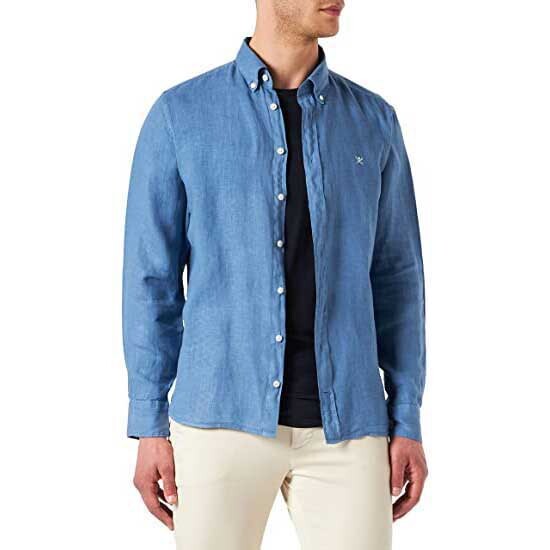 

Рубашка с длинным рукавом Hackett Garment Dyed Bs, синий