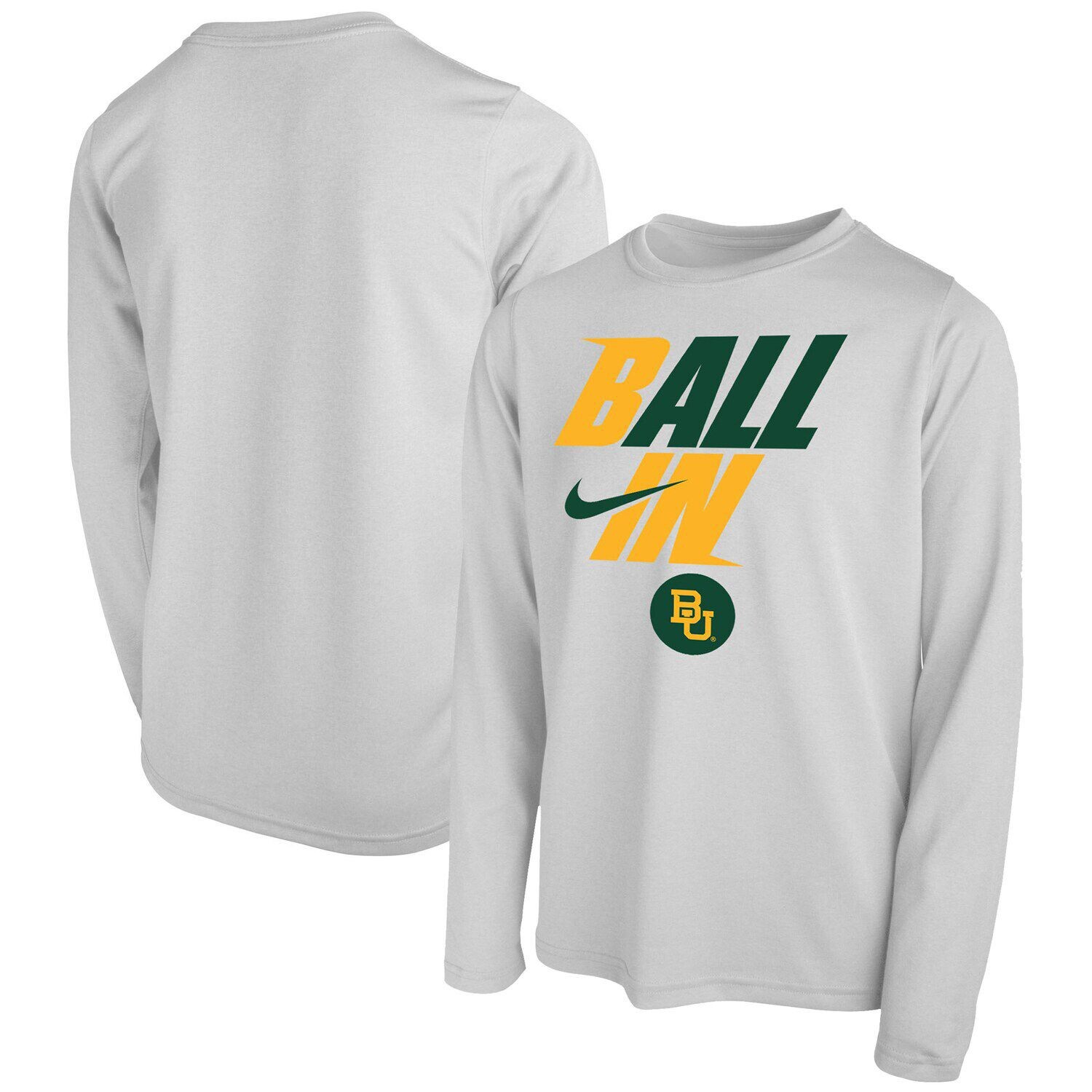

Молодежная футболка с длинными рукавами Nike White Baylor Bears Ball In Bench Nike