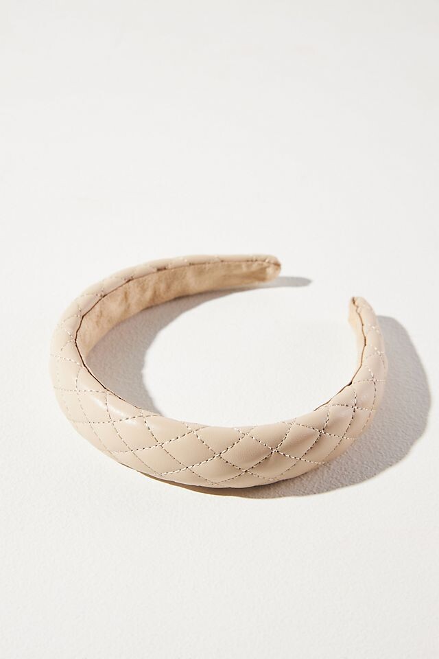 

Ободок Anthropologie Quilted Faux Leather Puffy из искусственной кожи, бежевый