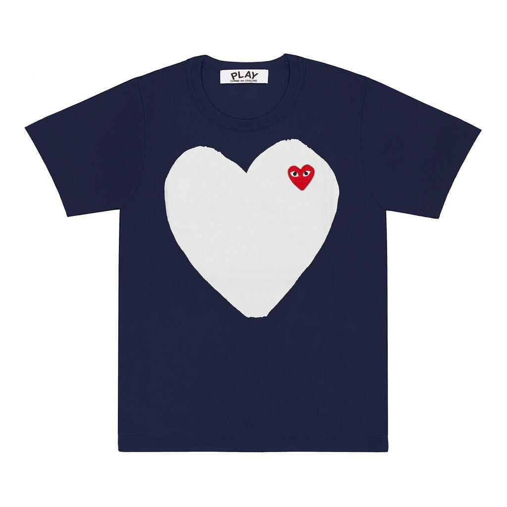 

Темно-синяя футболка с принтом в виде сердечек Comme Des Garcon, синий