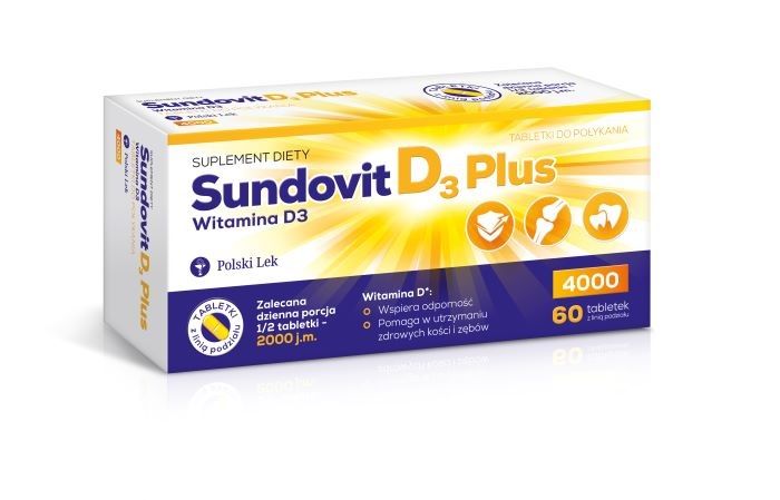 Витамин Д3 в таблетках Sundovit D3 Plus Tabletki, 60 шт allnutrition d3 8000витамин д3 в таблетках 120 шт