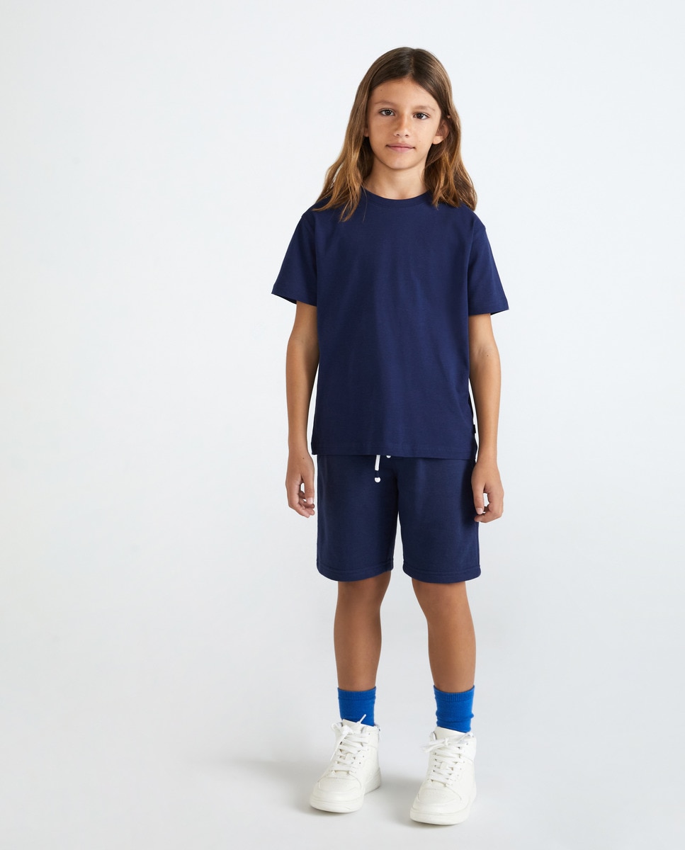 Однотонная футболка для мальчика с короткими рукавами Kids El Corte Inglés, темно-синий