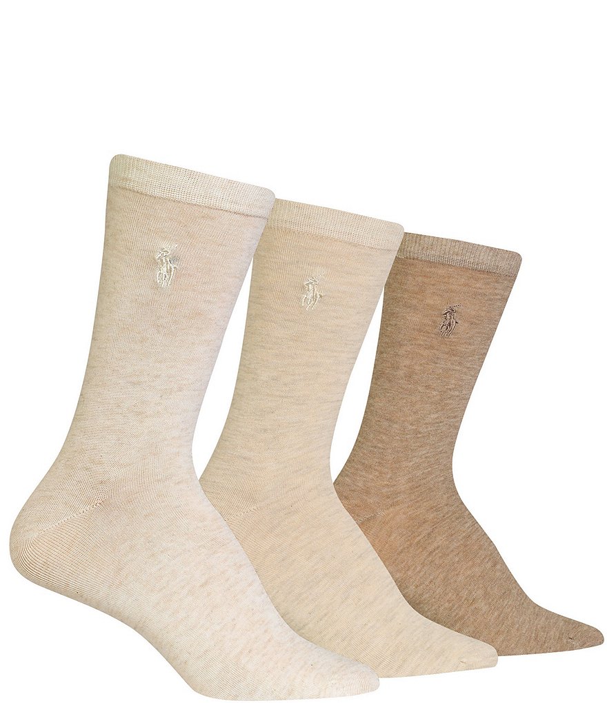 Женские носки плоской вязки Polo Ralph Lauren, 3 пары, бежевый