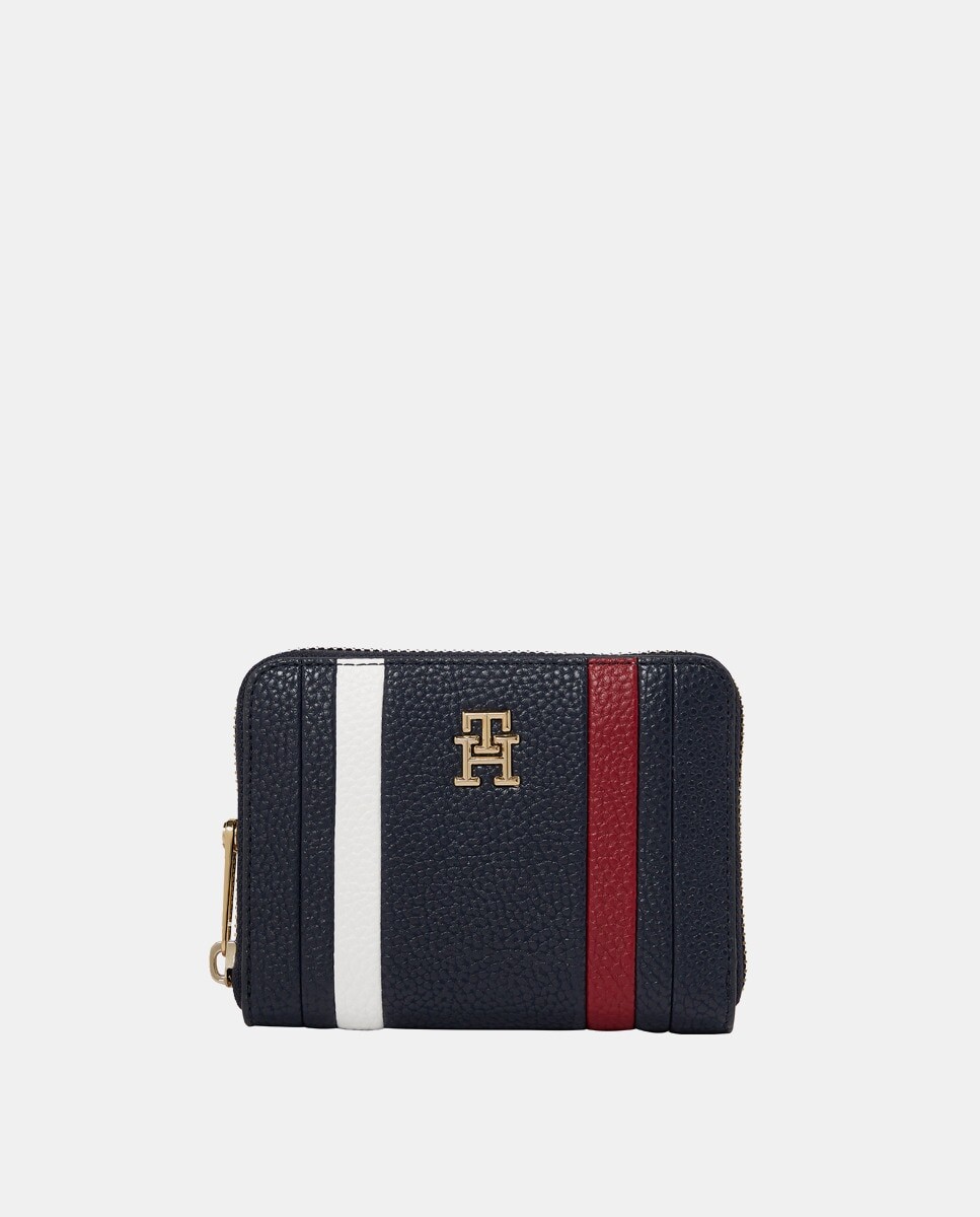 

Темно-синий кошелек с фирменными цветами и логотипом Tommy Hilfiger, темно-синий