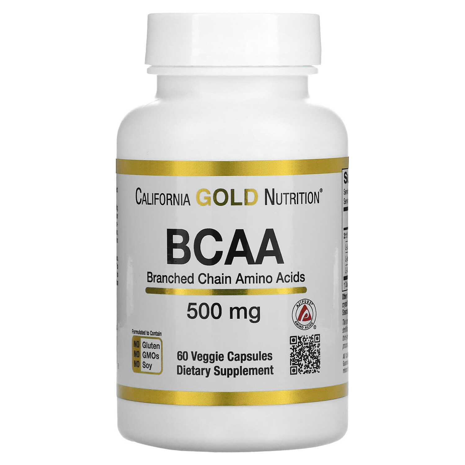 

BCAA, аминокислоты с разветвленными цепями AjiPure, 500 мг, 60 растительных капсул, California Gold Nutrition