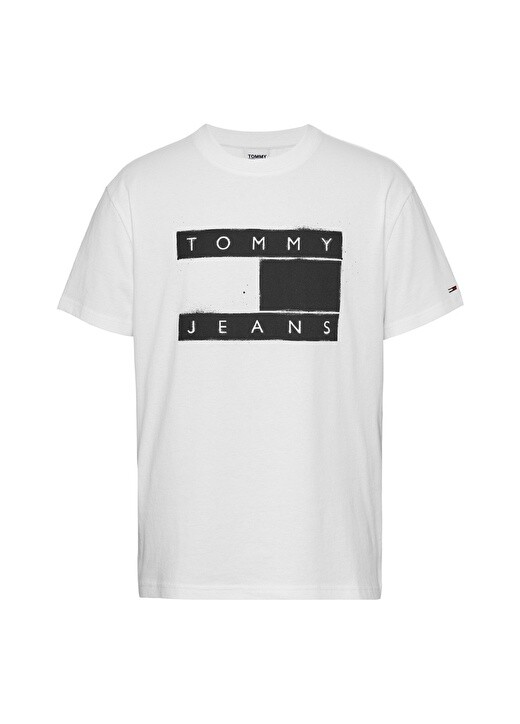 

Белая мужская футболка с круглым вырезом с принтом Tommy Jeans, Белый