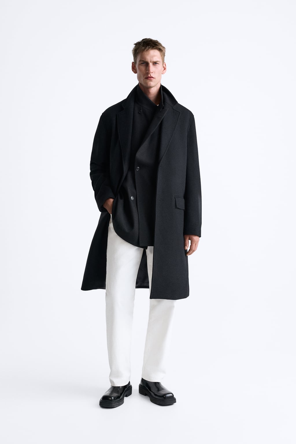 Пальто ZARA Wool, черный пальто zara masculine wool светло коричневый