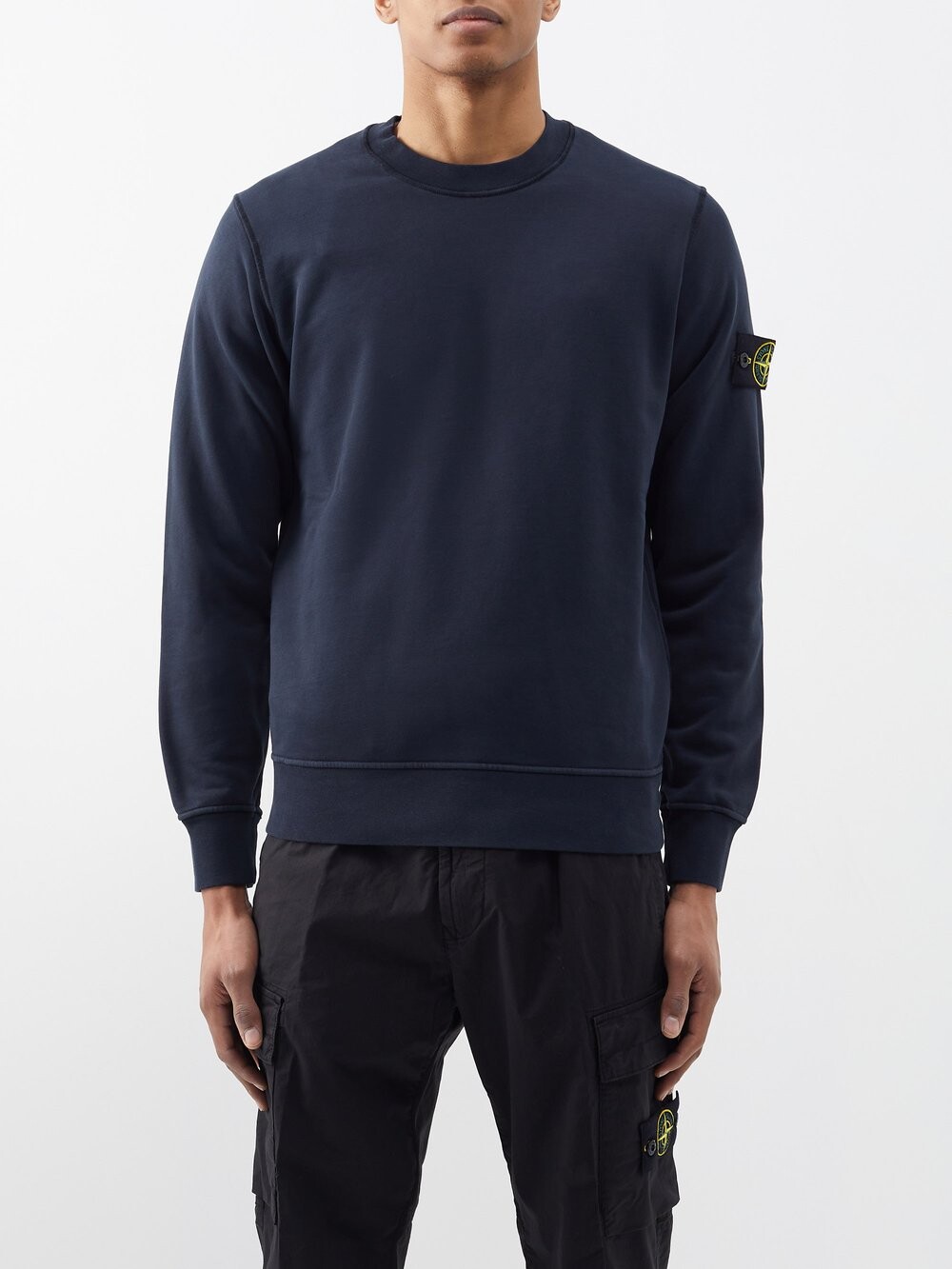 

Толстовка из хлопкового джерси с нашивкой-логотипом Stone Island, синий