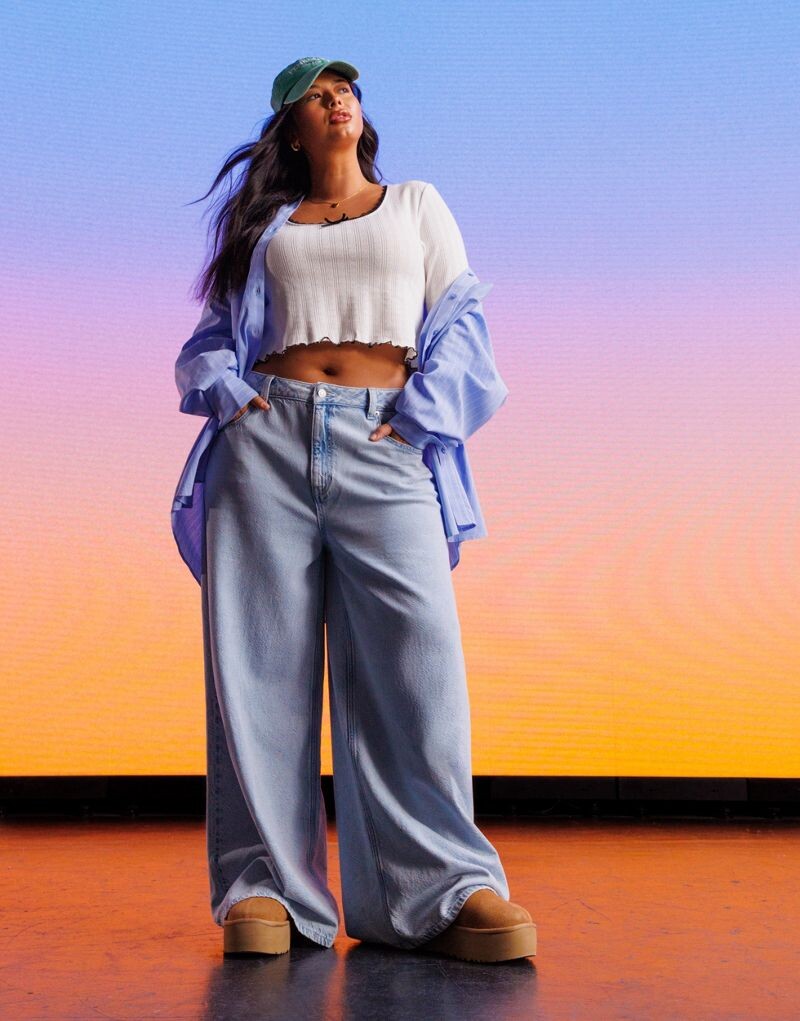 

Мягкие широкие джинсы ASOS DESIGN Curve голубого цвета