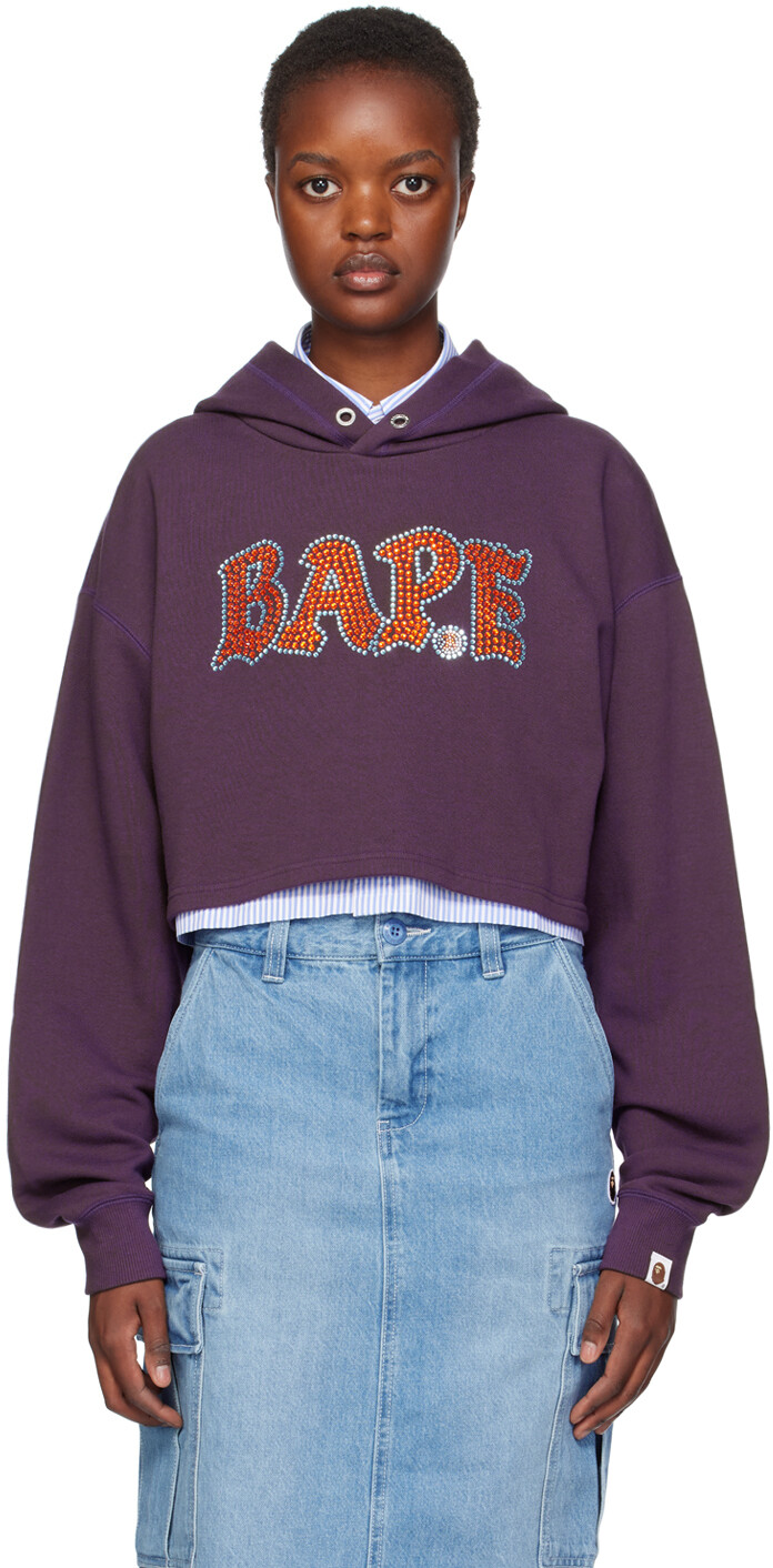 

BAPE Фиолетовая толстовка с кристаллами и камнями, Фиолетовый