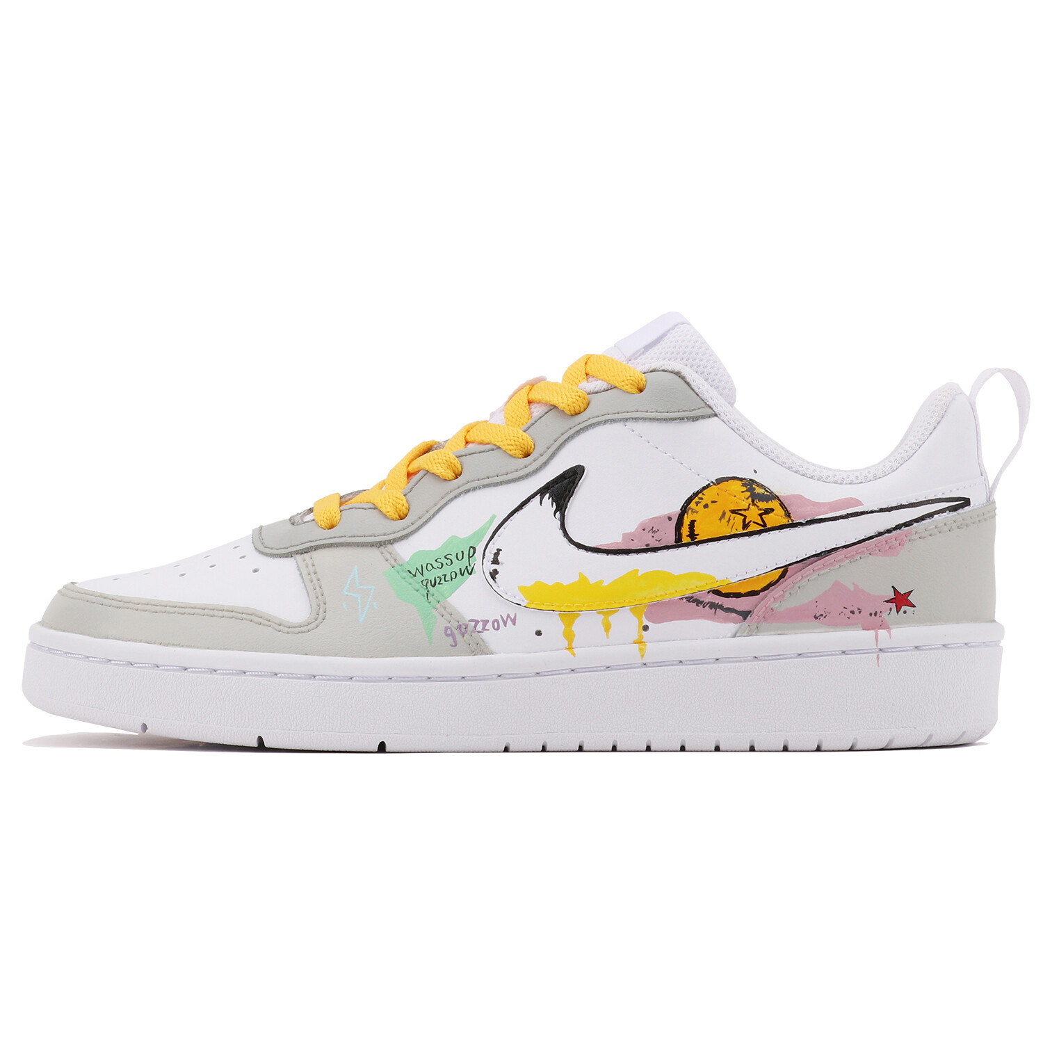 

Кроссовки Nike Court Borough Skateboarding Shoes Women's Low-top Grey/Yellow/White/Pink, желтый/серый