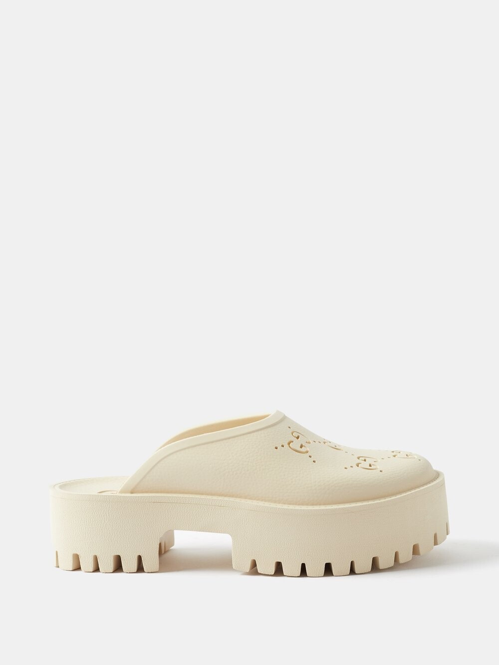 

Резиновые сабо с перфорацией gg Gucci, белый