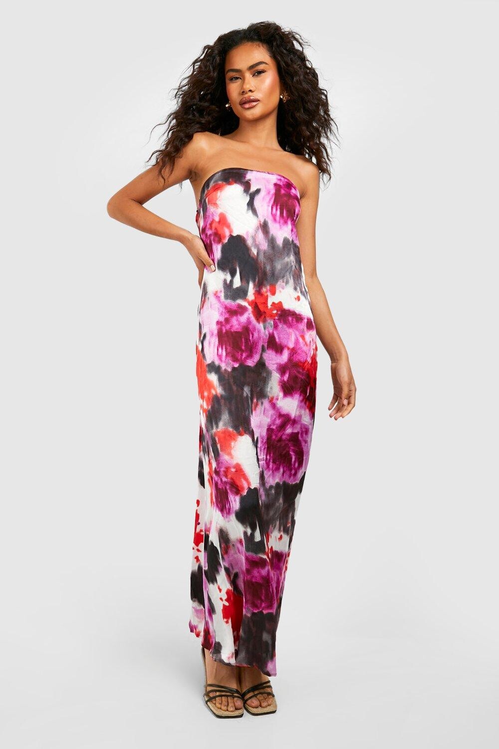 

Платье макси из мрамора Boohoo, розовый
