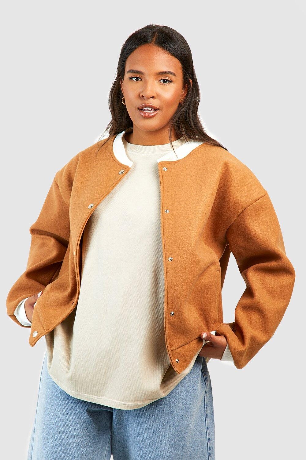 

Укороченный бомбер из шерсти Boohoo, загар