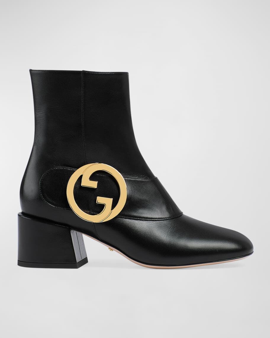 

Кожаные ботильоны с медальоном Blondie Gucci