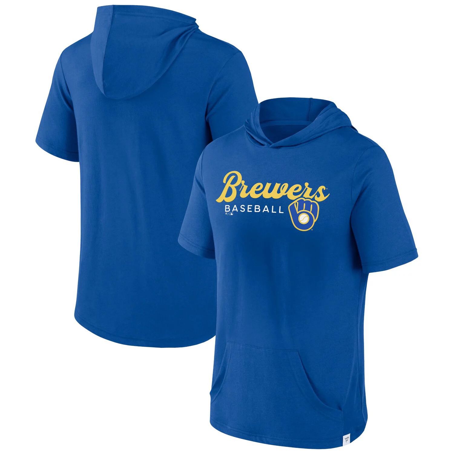 Мужской пуловер с капюшоном с короткими рукавами и фирменной стратегией Royal Milwaukee Brewers Fanatics