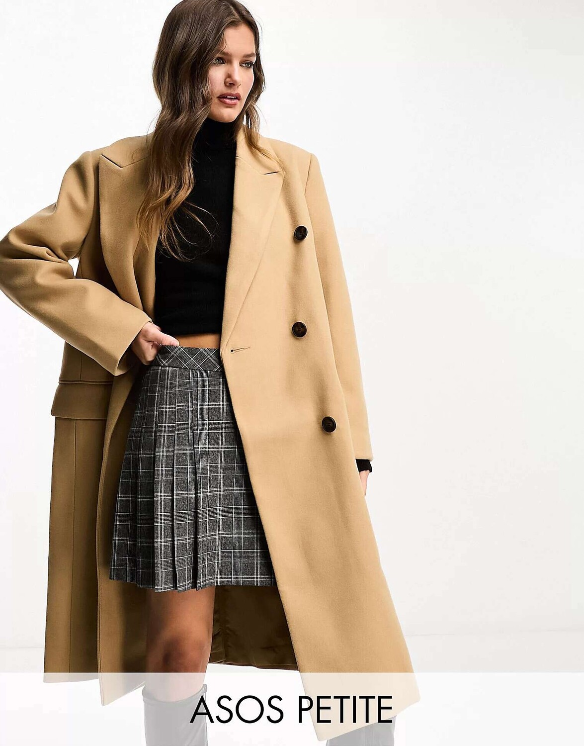 

Светло-коричневое пальто средней длины для папы ASOS DESIGN Petite, Коричневый