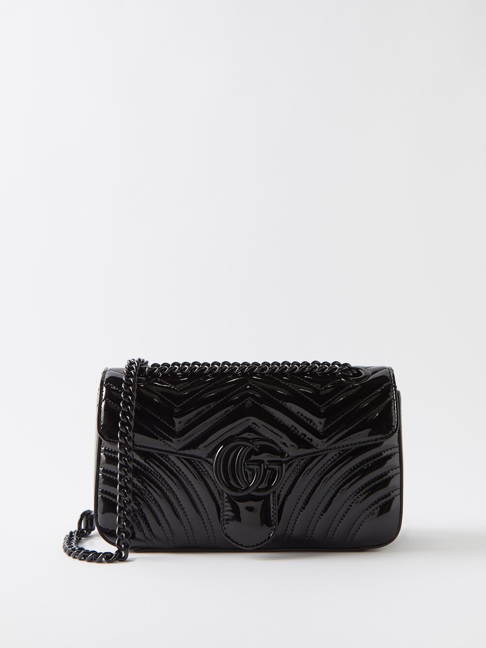 

Лакированная сумка на плечо gg marmont Gucci, черный