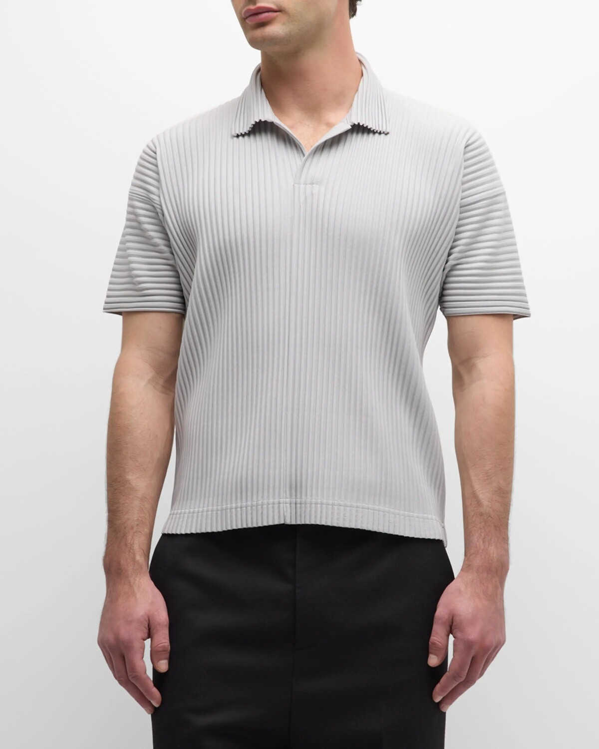 

Мужская рубашка поло со складками Homme Plisse Issey Miyake, цвет Light Gray
