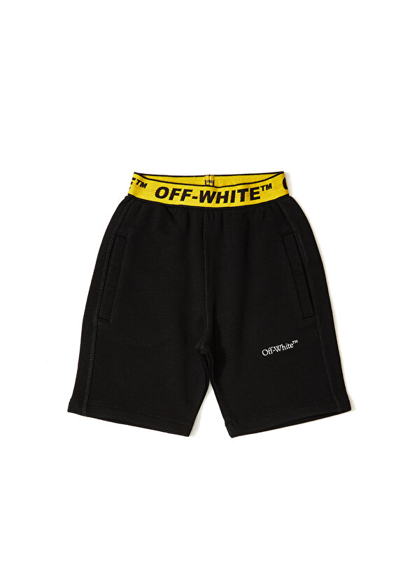 цена Черно-желтые шорты в полоску с логотипом для мальчика Off-White