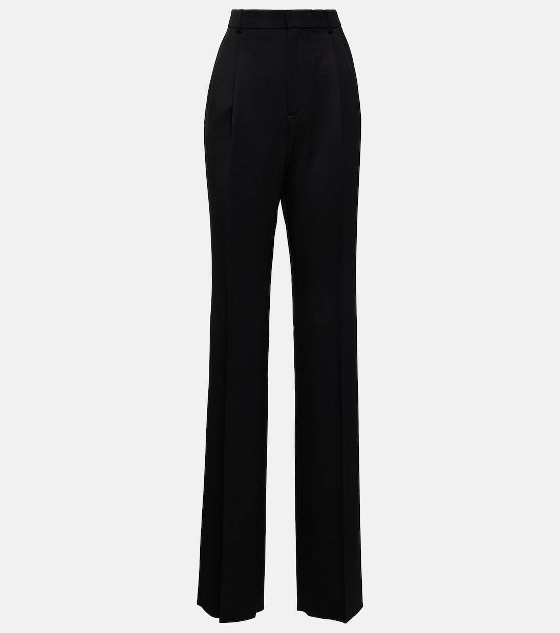 

Прямые брюки из шерсти с высокой посадкой Saint Laurent, черный