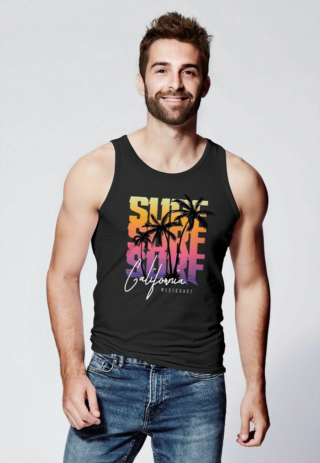 

Топ SOMMER SURF CALIFORNIA PALMEN MUSCLE Neverless, цвет schwarz / gelb